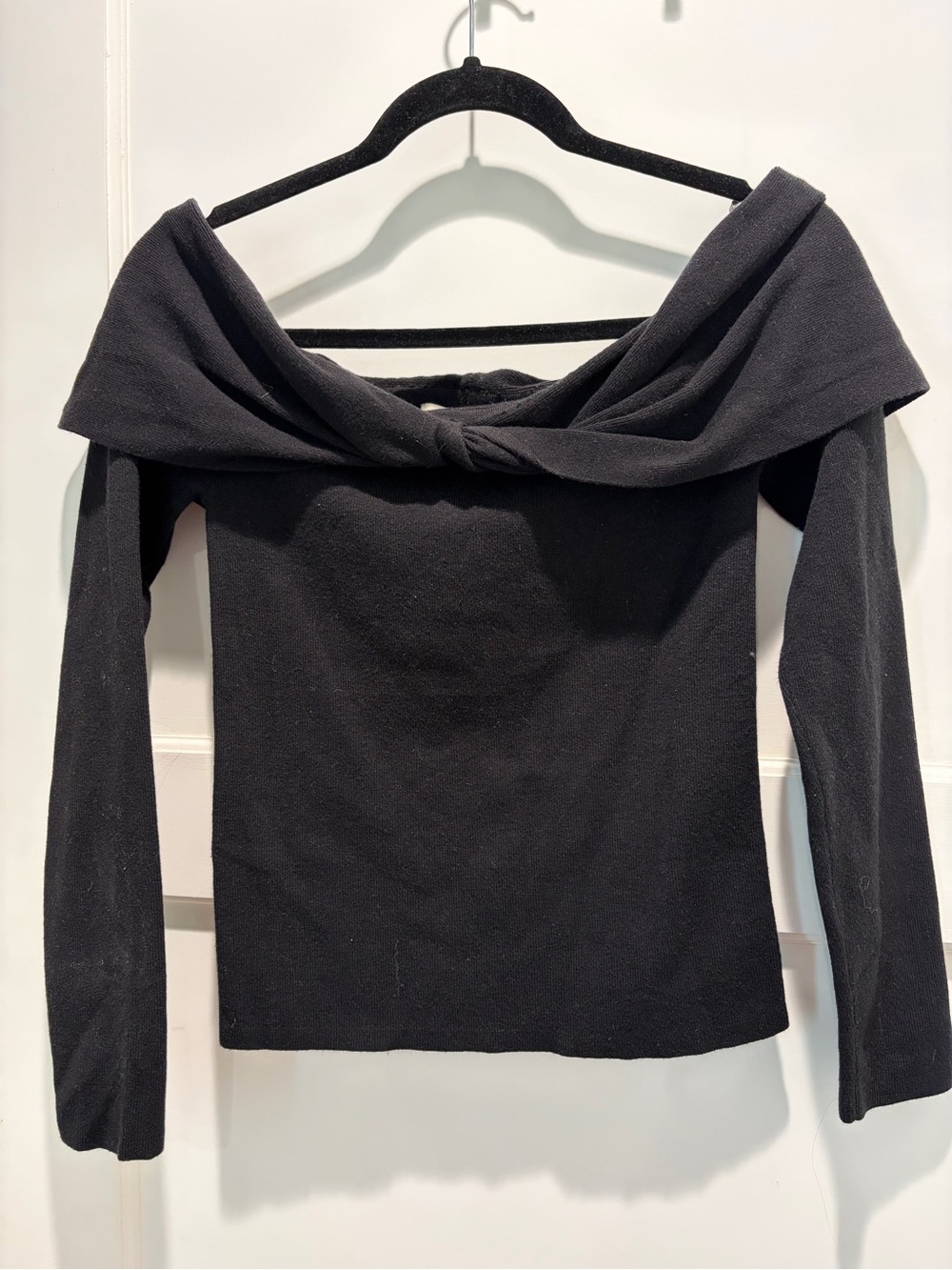 LOFT Black Twist-Neck Long Sleeve Top